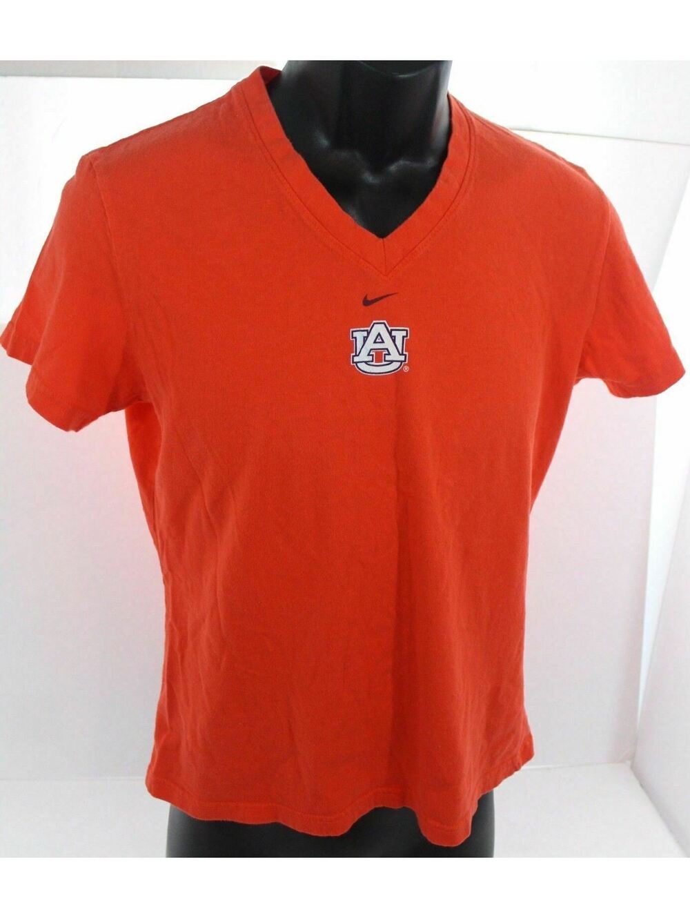 Nike Team Auburn Tigers Orange V-Neck T Shirt Womens Size Medium 8-10 (Short)
